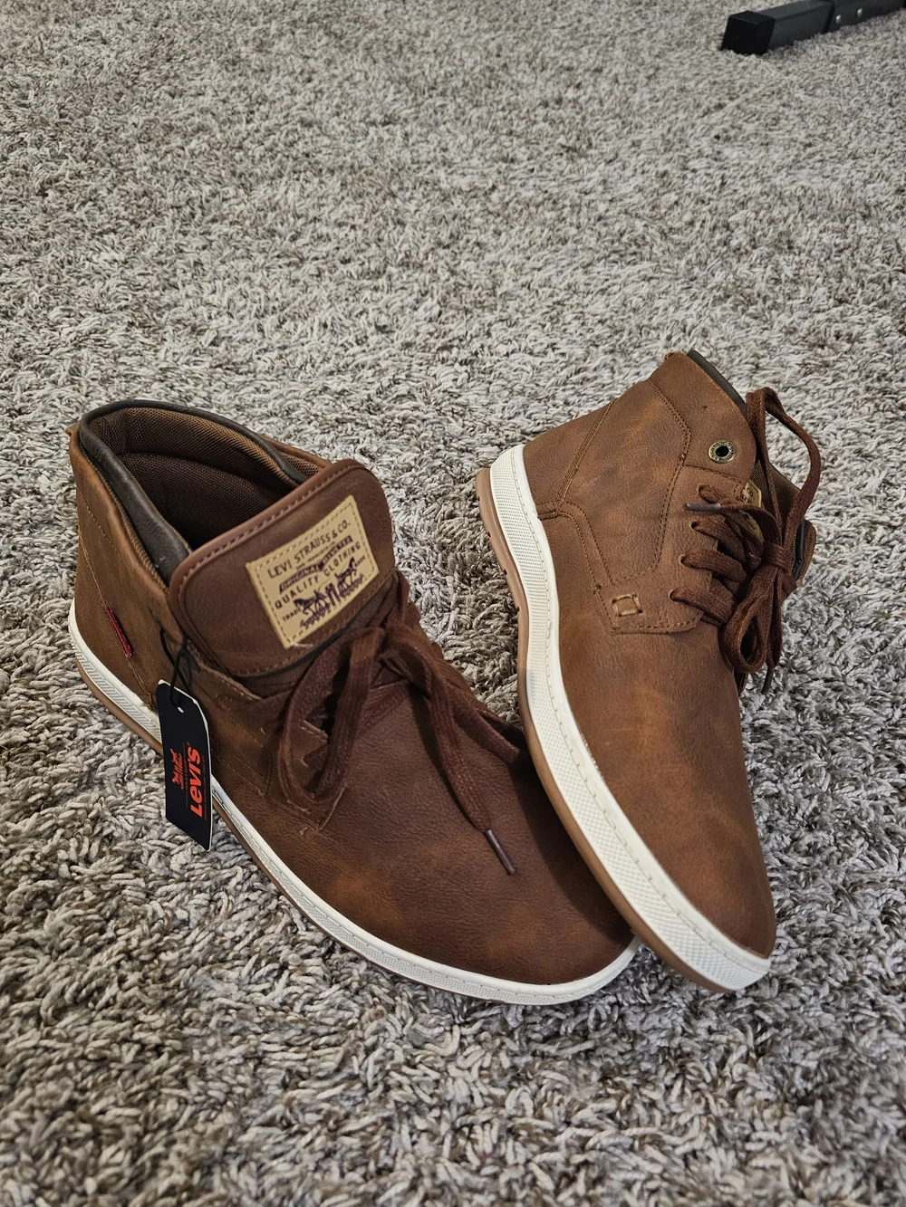 Levi's Men's Brown Lace-Up Boots with White Sole